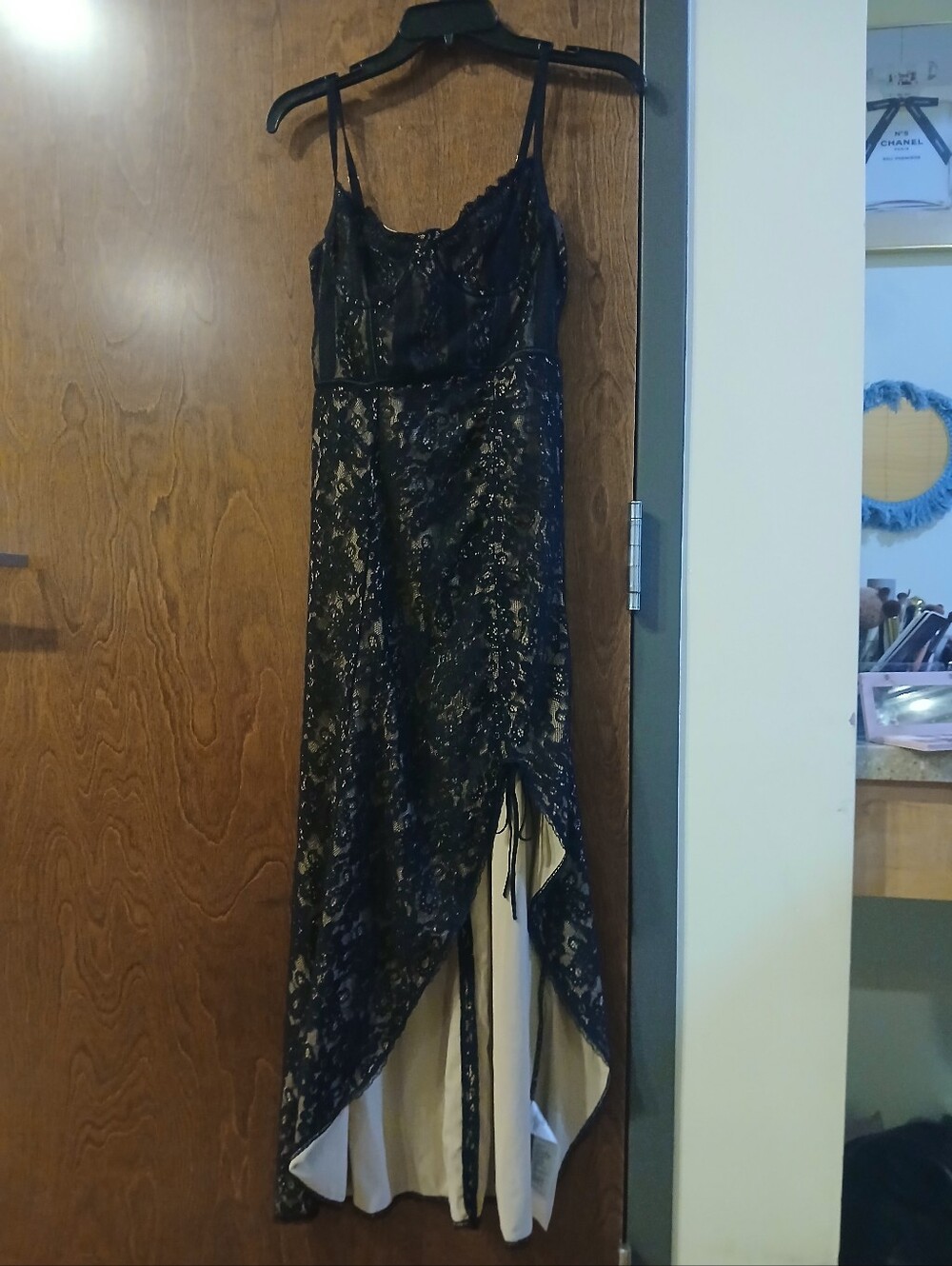 NWT/ URBAN OUTFITTERS black & nude lace bustier maxi dress